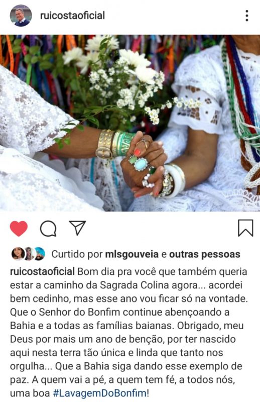 Governador Pede Benção Do Senhor Do Bonfim à Bahia Em Rede Social